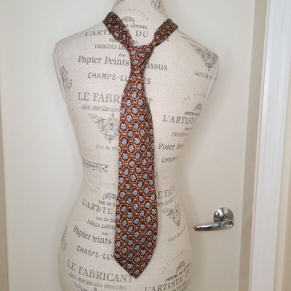Vintage Silk Tie Brown & Blue - Picture 1 of 6
